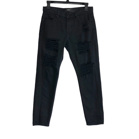 Obey The Nemesis Distressed Black Jeans size 25 - Picture 2 of 15